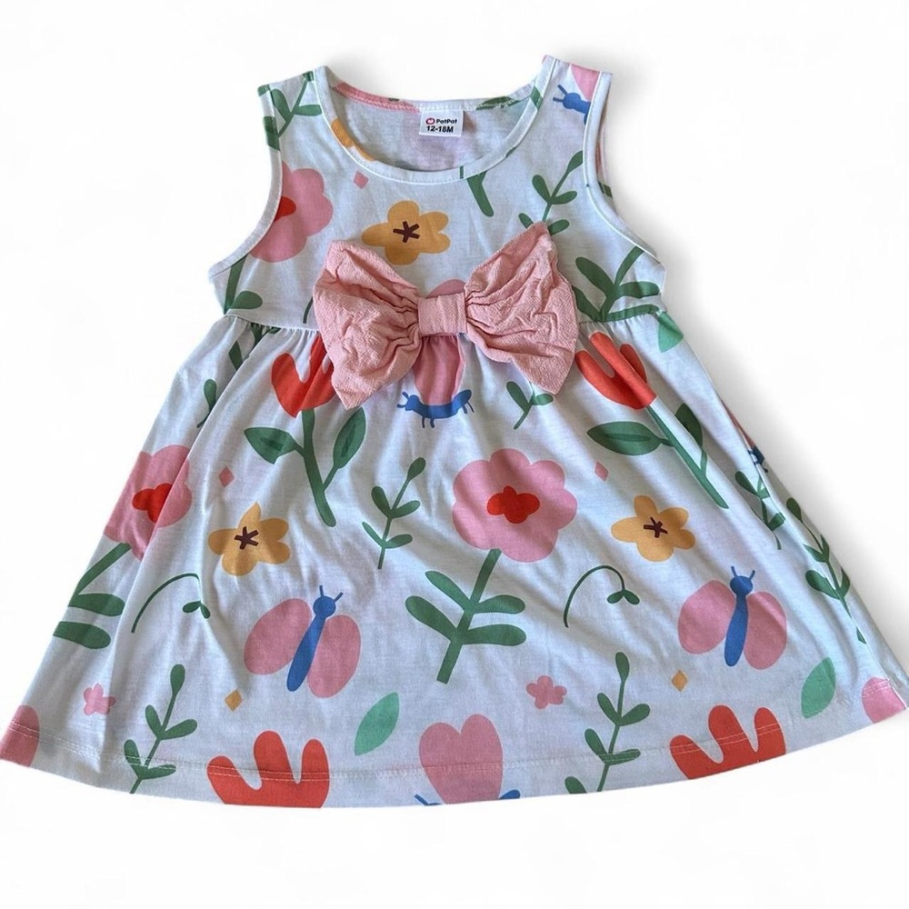 PatPat Colorful Floral Dress with Pink and Yellow